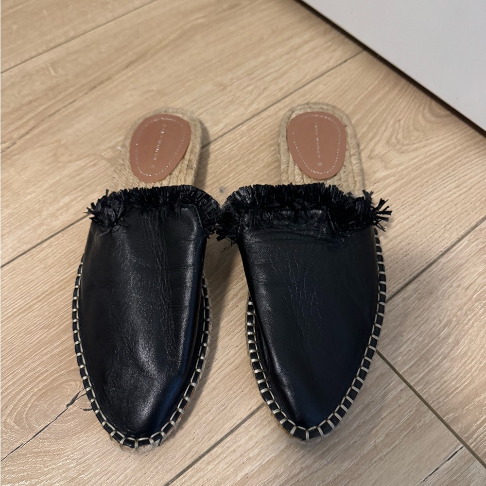 Zara Black Fringe Mules
